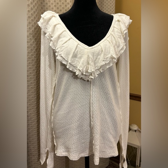 Free People Bennet Elegant White Ruffled Women's Top - Picture 2 of 7